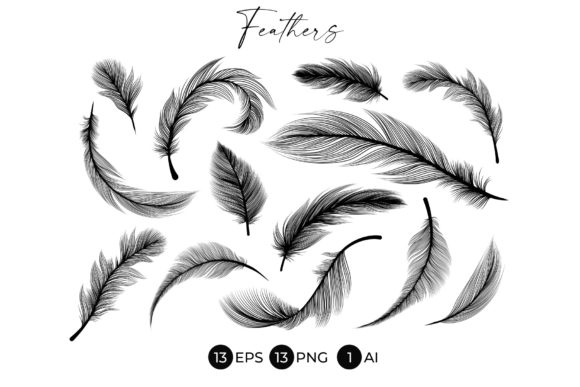 Download Black Feathers Stencil Boho Line Art - Premium Resources
