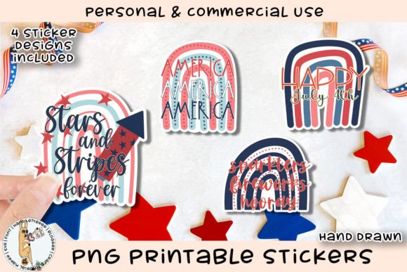 Download Patriotic Boho Rainbow Printable Sticker - Rainbow Collection